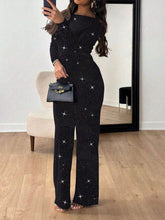 2pcs/Set Women Elegant Oblique Shoulder Long Sleeve Top & Casual Pants Suit
